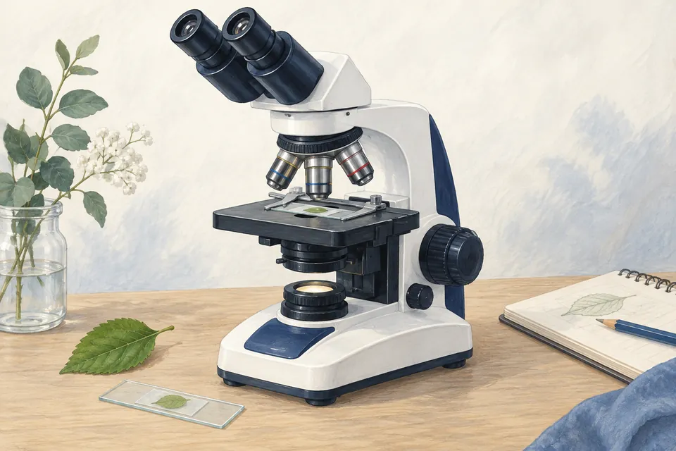 Microscope optique binoculaire, illustration